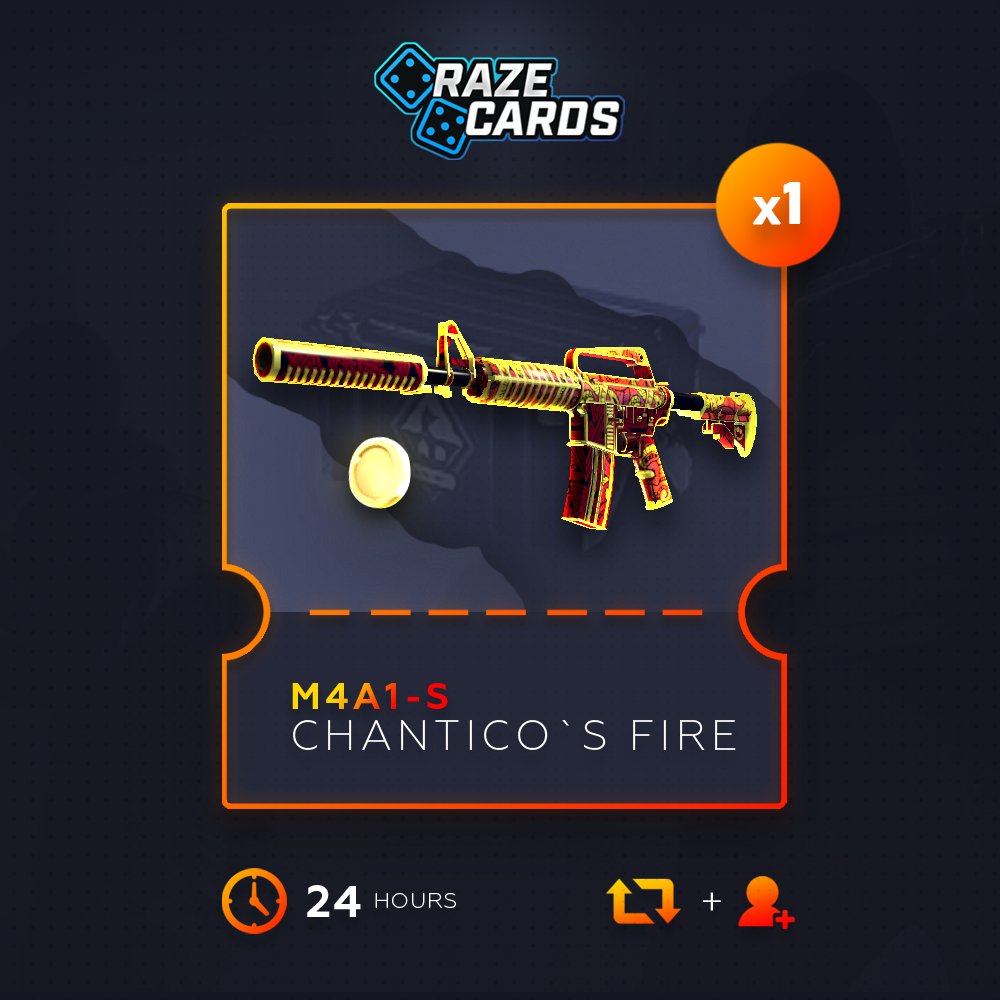 razecards's tweet photo. 🔥 M4A1-S Chantico's Fire Giveaway

👉 RT &amp; Follow @razecards &amp; Tag 2 Friends
👉 Open cases https://t.co/E8286UO7Kd                      

Winner in 24 Hours! https://t.co/RCIUXX6cT4