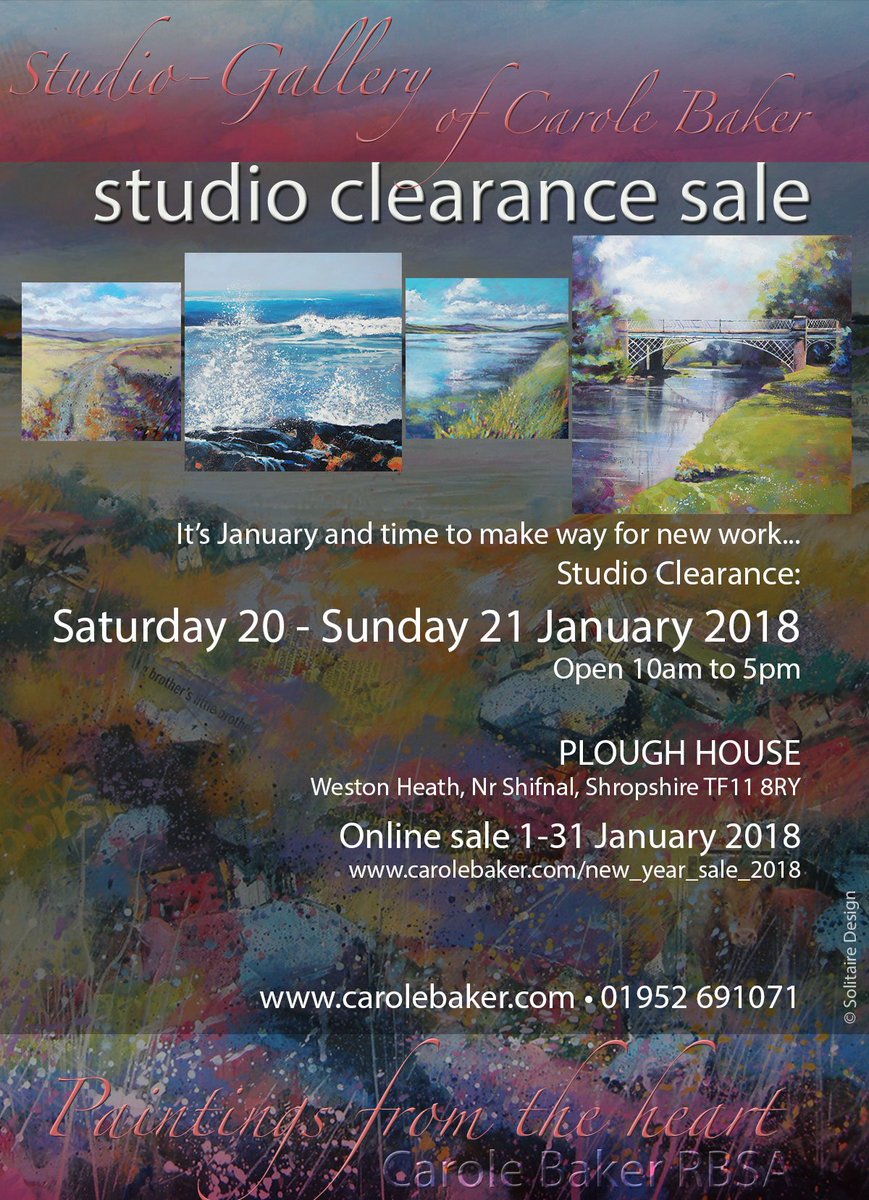 Just a quick reminder that I'm opening the doors of my studio this weekend for a STUDIO CLEARANCE SALE
Directions carolebaker.com/open_studios.h…
@Newport_Events <a href="/TelfordWhatsOn/">Whats on Telford</a> <a href="/WhatsOnShrops/">Shropshire What's On</a> <a href="/Loveshifnal/">love shifnal</a> <a href="/OpenStudioComms/">Open Studios</a> <a href="/VisitNewport/">Newport Shropshire</a> <a href="/VisitShropHills/">Visit Shropshire Hills</a> <a href="/DailySHROPSHIRE/">SHROPSHIRE</a> <a href="/ShropshirePulse/">Shropshire Pulse</a>