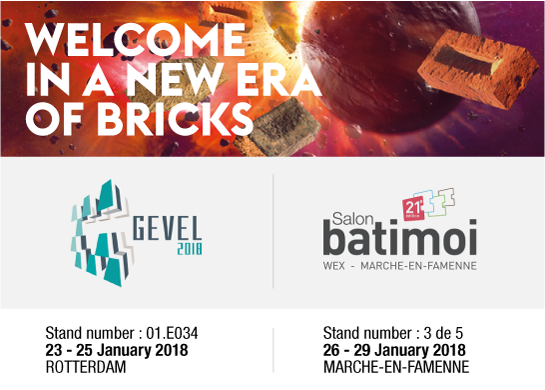 NelissenBricks's tweet photo. In January you can admire the different collections of our bricks on tradeshows in
Marche-en-Famenne (Belgium) and Rotterdam (the Netherlands). We gladly invite you to come and visit our booth. https://t.co/fsxdlS9ekT