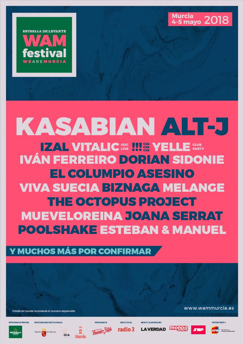 KasabianHQ's tweet photo. We’re headlining @wammurcia in May! See you in Spain 🇪🇸 Tickets and info here: https://t.co/UYfMMyi4y0 https://t.co/jmd8nZk3ng