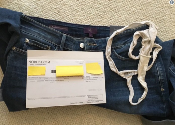 SkyrockFM's tweet photo. En Angleterre, une femme a commandé un jean sur internet ! Quand elle l’a reçu, elle a trouvé un string sale dans une des poches ! #MorningDeDifool https://t.co/guLC33J2X1