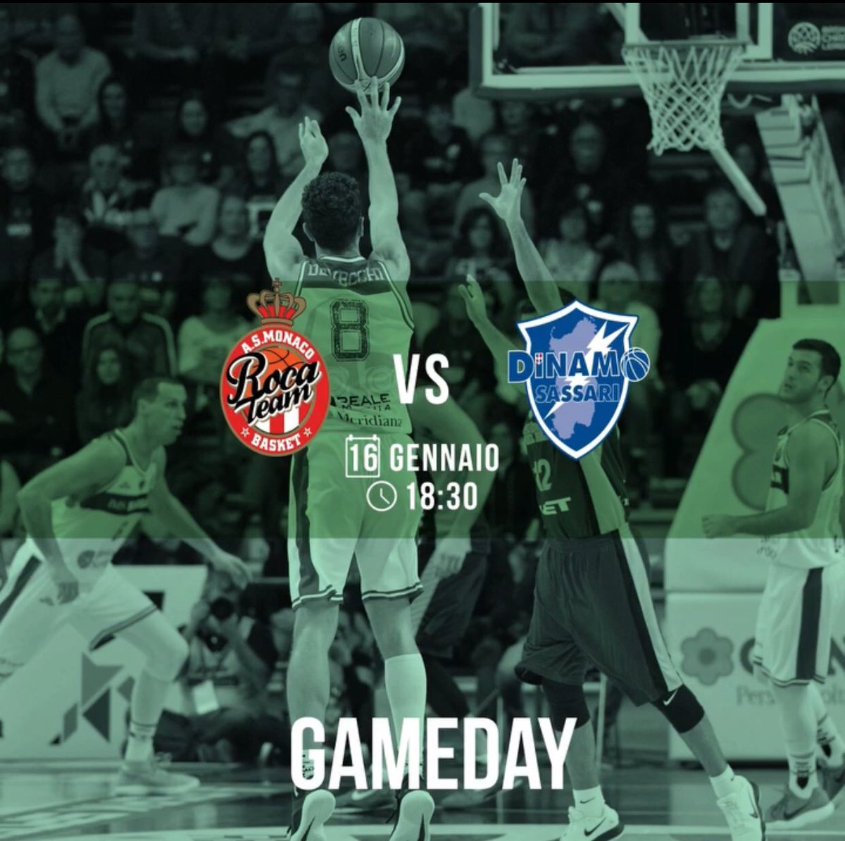 #defendtheisland
It’s #gameday❗️
🏆 <a href="/BasketballCL/">Basketball Champions League</a> | Game 11
🏀 <a href="/ASMonaco_Basket/">AS Monaco Basket 🇲🇨</a> 🆚 <a href="/dinamo_sassari/">Dinamo Sassari</a>
🏟 Gaston-Médecin Arena
⏰ 18:30
📺 <a href="/Eurosport_IT/">Eurosport IT</a> Player
📺🍟 Club House