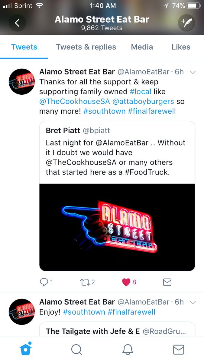 Goodbye <a href="/AlamoEatBar/">Alamo Street Eat Bar</a> , I worked 2 great years on the Where yat food truck while Cookhouse was coming together . Great crowd and great atmosphere . Why must time change us all?