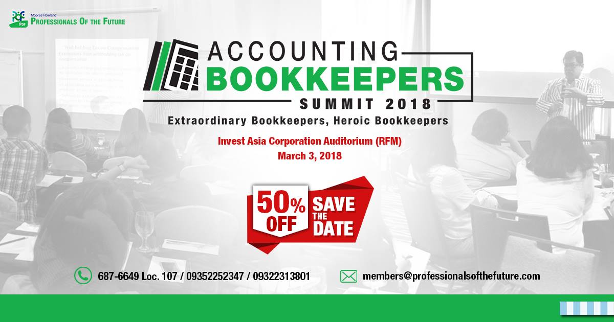 MRP_Ph's tweet photo. Be in the know and get more in-depth information on Bookkeeping matters!
Register now for only: Php 499 + VAT

Hurry!! Promo runs for a limited time only!

Register Online here:
https://t.co/4lB9SuTOxO https://t.co/m896wHigOW