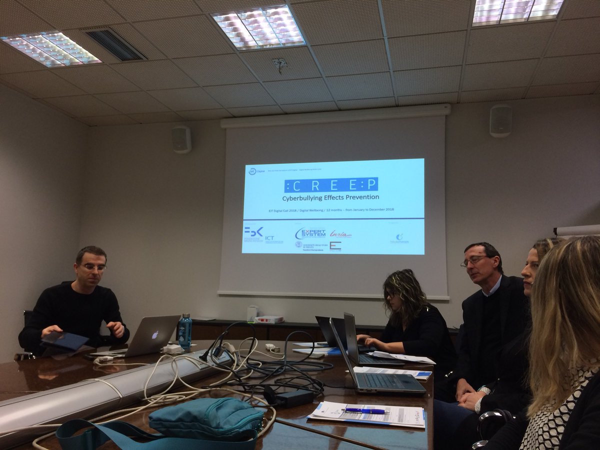 DH Group at FBK (@dh_fbk) on Twitter photo Now <a href="/traverso_paolo/">paolo traverso</a> welcoming all participants to the kick-off meeting #cyberbullying <a href="/EITeu/">European Institute of Innovation & Technology</a> Now <a href="/traverso_paolo/">paolo traverso</a> welcoming all participants to the kick-off meeting #cyberbullying <a href="/EITeu/">European Institute of Innovation & Technology</a>
