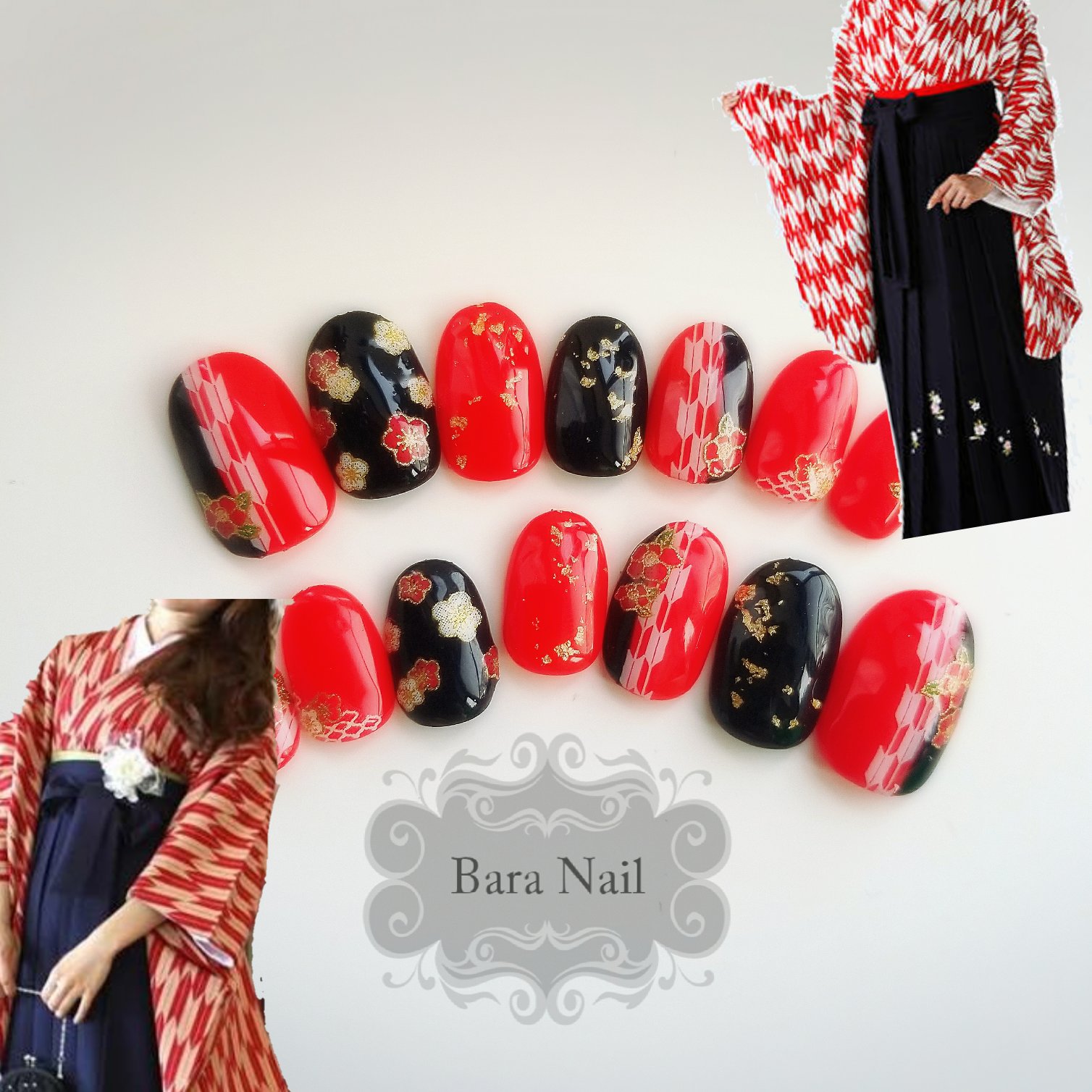 Baranail Baranail 卒業式ネイル 袴ネイル 矢絣ネイル 和風ネイル T Co M2sv67zowd Twitter