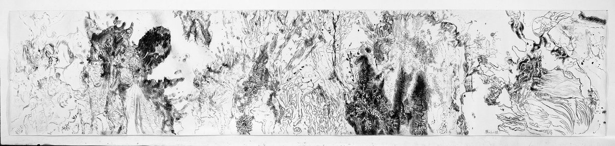 AlbertinaMuseum's tweet photo. In der 10 m langen Kohlearbeit KUNST IST NATUR. NATURGEBILD (1985), seinem zeichnerischen Hauptwerk, reflektiert Max Weiler die Prozesshaftigkeit des Lebens, aber auch den Zeichenvorgang selbst.
#MaxWeiler | Kunst ist Natur. Naturgebild |1985 | © Robert Najar | Albertina https://t.co/uslFB3jOuB