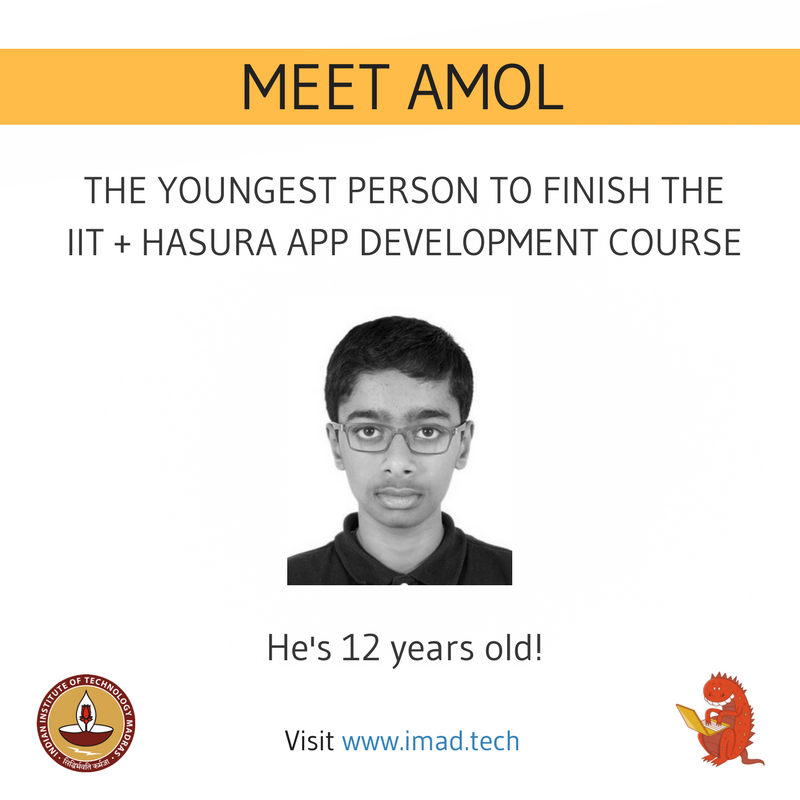 Read about Amol's IMAD experience: goo.gl/U3qm98. 
Register for IMAD today at imad.tech and learn highly desired app development skills in just 8 weeks.