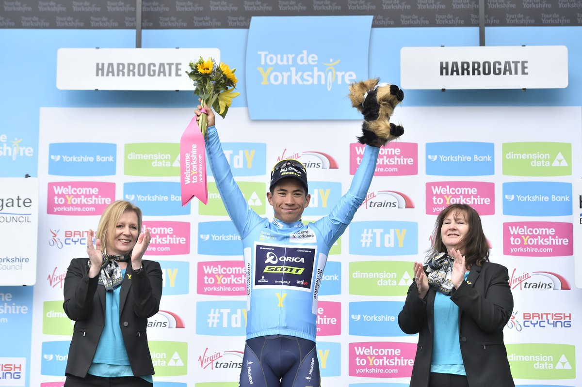 letouryorkshire's tweet photo. To celebrate the return of our sister race, @tourdownunder, we've got a @letouryorkshire leader's jersey signed by Aussie speedster @CalebEwan up for grabs. RT for your chance to win! #TDY #TDU https://t.co/UL7xrrTgah