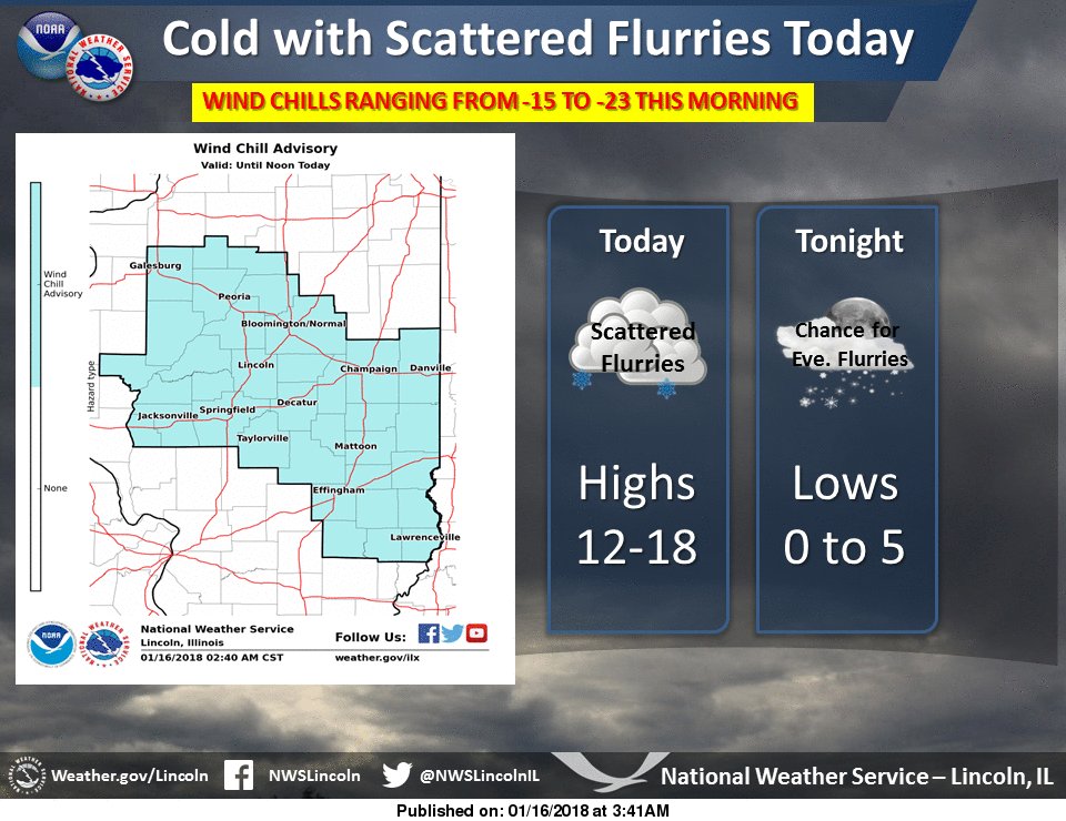 NWS Lincoln IL on Twitter "Wind chills will range from 15 to 24