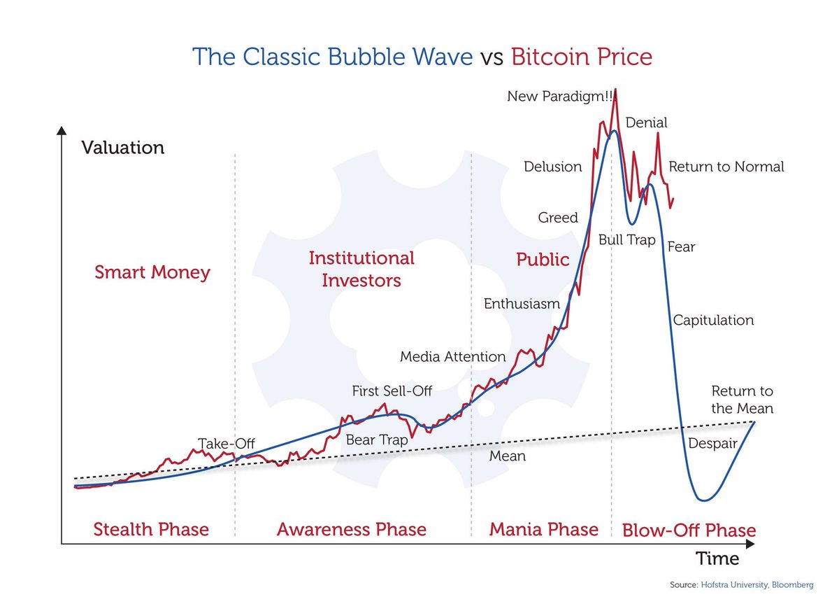 定期] バブルの典型的なチャートと ビットコインの現在のチャート推移を比較したもの
