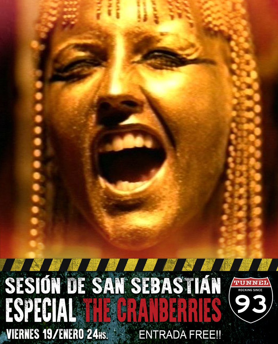 Viernes 19/Ene. 24hs.
San Sebastián
Sesión especial The Cranberries en homenaje a Dolores O'Riordan.
Happy Hour 2x1 hasta las 01hs. 
Entrada Free. +18