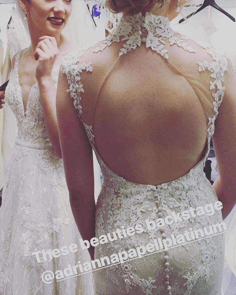 How stunning is this <a href="/AdriannaPapell/">Adrianna Papell</a> dress on our model Niamh backstage at the Mid West Bridal Exhibition????? #theattic #midwestbridalexhibition #adriannapapellplatnium #backdetail #stunning