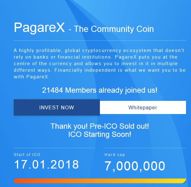 Cryptseba's tweet photo. Pagarex ICO Start tomorrow 17.01.2017
Things coming huge!
https://t.co/euoaGclk5s https://t.co/2GrShsvpJ7