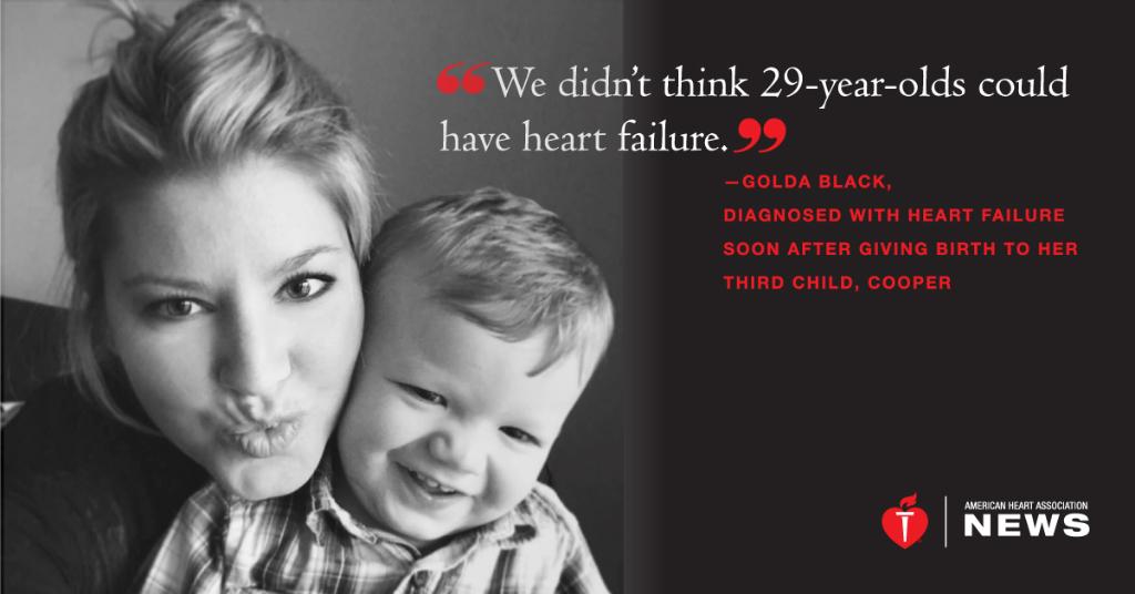 GoRedForWomen's tweet photo. Golda was diagnosed with heart failure soon after the birth of her son. New research may help guide better screening for high-risk patients before they leave the hospital. #AHANews https://t.co/rwV1Dvx70W https://t.co/IRgVDmlHy8