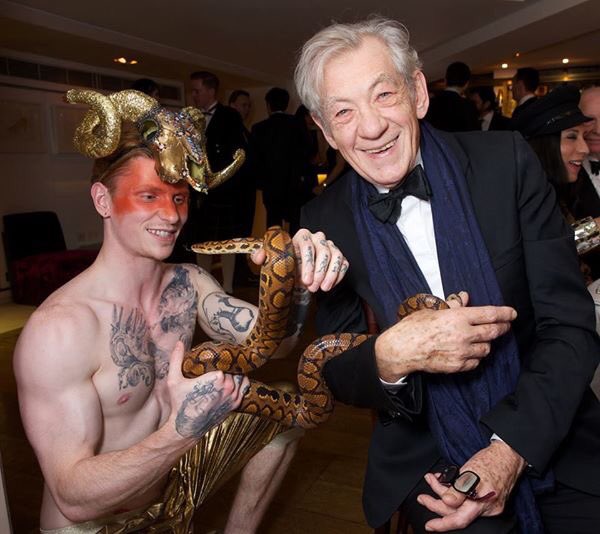 Ready for 9th annual #WinterCarnival to benefit @switchboardLGBT hosted by epic couple Olympian @TomDaley1994 + Oscar-winner @DLanceBlack sponsored by @TheLawSociety + @reedsmithllp on Feb 25? Sir @IanMcKellen + Mango 🐍 with his beautiful dad @JakeHofficial had a blast in 2016!