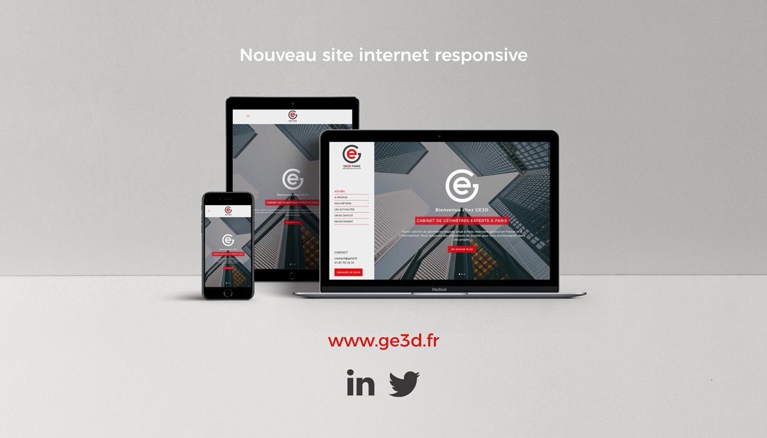 Nouveau logo, nouveau site internet ! Le cabinet GE3D est heureux de vous présenter sa nouvelle identité graphique ! geometre-expert-paris.fr | Merci à <a href="/wearemadstudio/">Studio MAD</a> | #nouveaulogo #geometre #newdesign