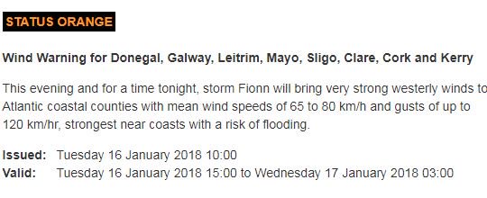 MetEireann's tweet photo. Status orange warning for wind For Donegal, Galway, Leitrim, Mayo, Sligo, Clare, Cork and Kerry-Storm Fionn
See details here https://t.co/9BeK3UcAwO https://t.co/6llP4iYeZP
