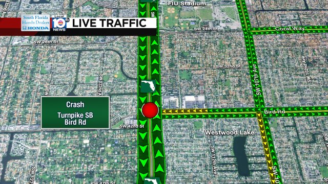 Crash on Turnpike SB at Bird Rd #traffic https://t.co/D7CSZ2xlzh