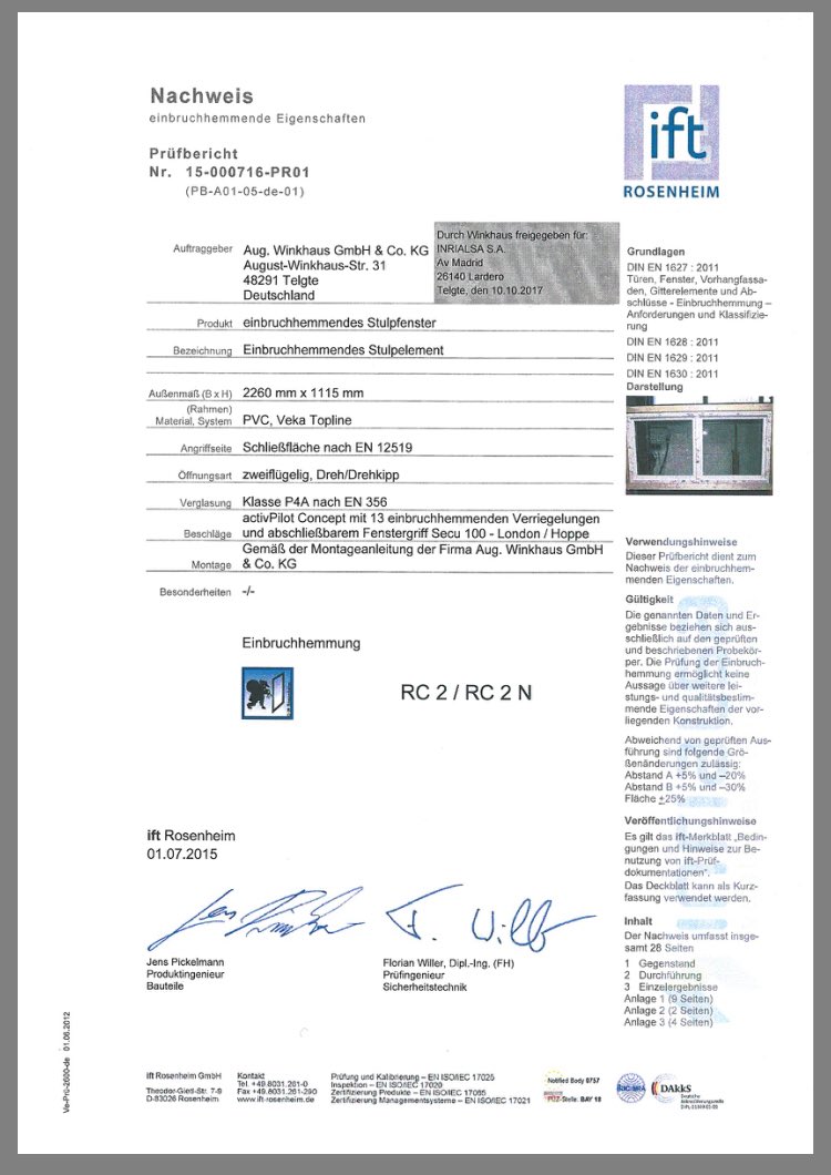 roberrleal's tweet photo. #EcovenPlus CONSIGUEN
#CERTIFICADO DE #SEGURIDAD #RC2 ensayado por #Rosenheim, tanto s70 como s82, equipadas con el herraje #activPilot de #Winkhaus #ventanasdepvc #inrialsa #innovacion https://t.co/Ac0tph1hsA