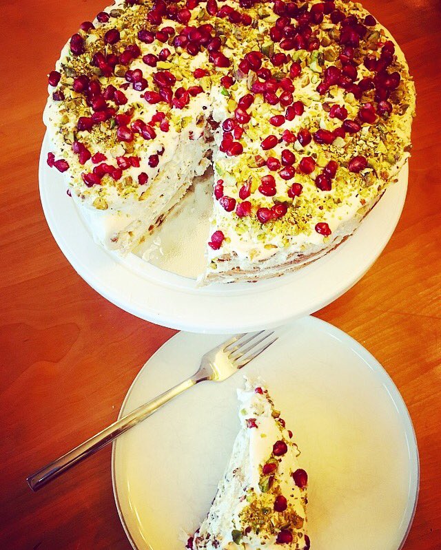 Our fabulously boozy panettone cake is worth ditching dry January for.  Panettone, mascarpone, Marsala, Cointreau, pistachios, chocolate &amp; pomegranate 😋