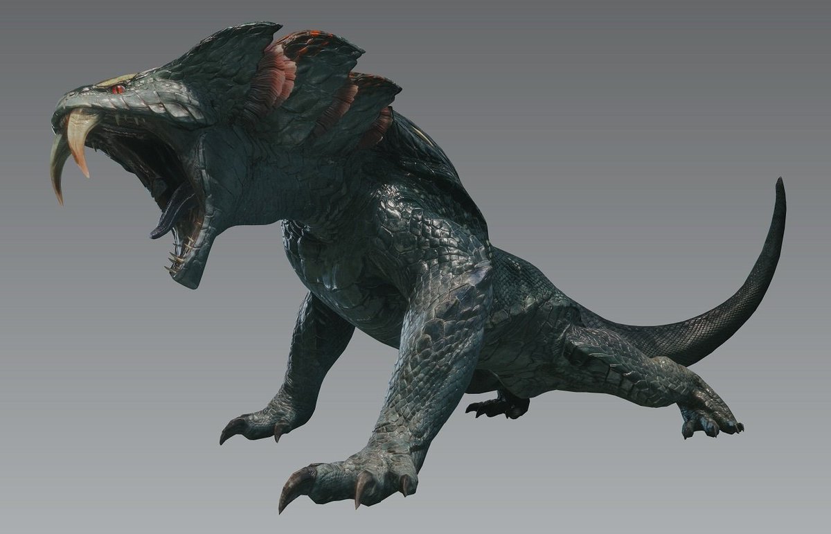モンスターハンターワールド アイスボーン公式 A Twitter モンハンワールド 新モンスター ドスギルオス は台地から落ちてくる獲物の肉を求め ギルオスを引き連れ 瘴気の谷 を徘徊しているモンスター 大牙には麻痺毒を持ち これで獲物を仕留める 別名 痺賊竜