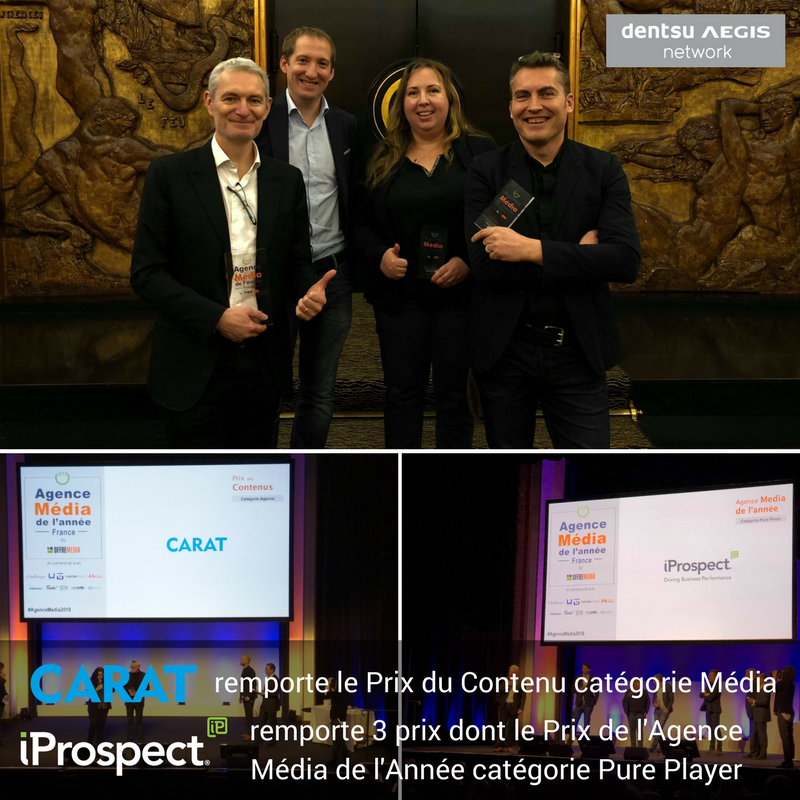 dentsuFR's tweet image. Félicitations à nos agences @iProspectFR et @CaratFrance qui ont remporté 4 prix lors de la soirée Agence Média de l’Année organisée par @Offremedia.  #AgenceMedia2018
Palmarès : agencemediadelannee.fr/palmares-2018/