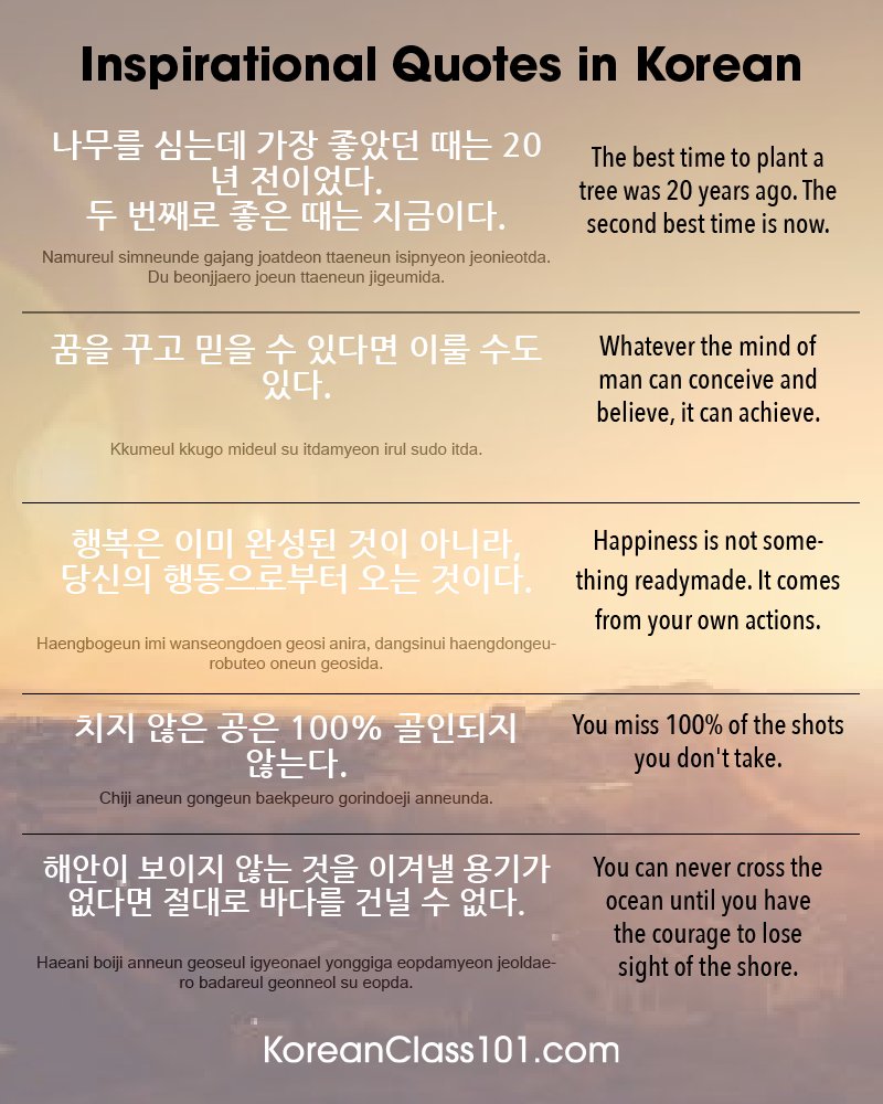 30++ Short Inspirational Korean Quotes - Best Quote HD