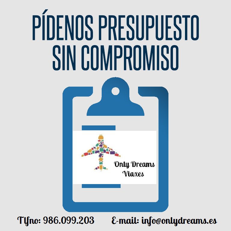 OnlyDreamsV's tweet photo. 📎En @OnlyDreamsV 👩🏼‍💻 tenemos todo 🗃️ lo que estás #buscando 🔎 en tus #viajes 🌍 al mejor precio 👌🏼

‼️Pide 📥 #presupuesto 📋 sin compromiso y compruébalo 🔎 tu mismo 😀‼️

@OnlyDreamsV 
☎️986.099.203
📧info@onlydreams.es

#AgenciaDeViajes #ViajaSeguro #Viajar https://t.co/j85Cp7qiye