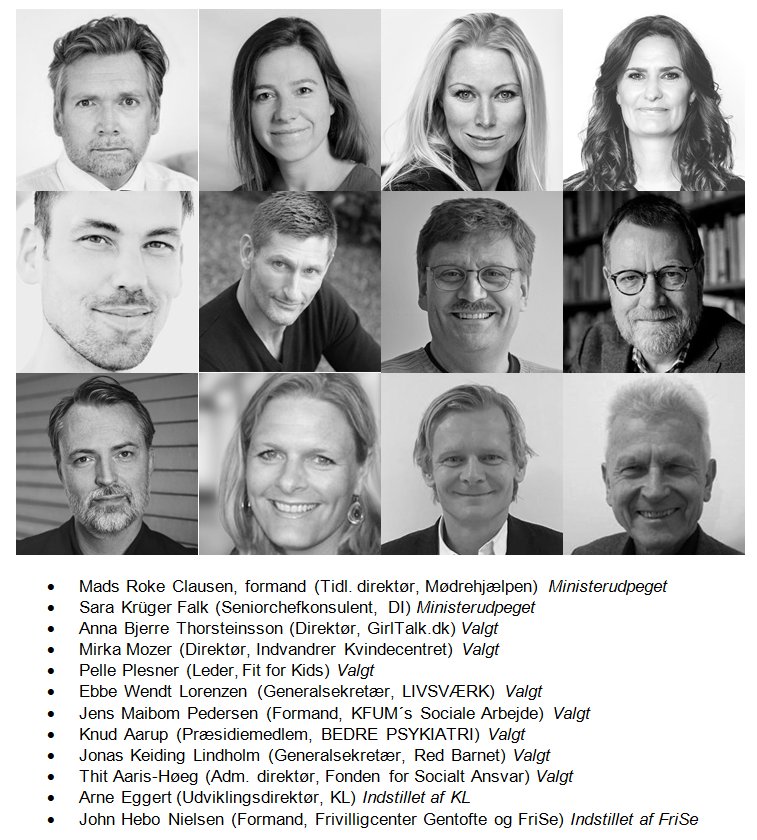 Her er de nye medlemmer af <a href="/frivilligraadet/">Frivilligrådet</a>. Læs om valget og udpegninger her: socialministeriet.dk/nyheder/nyheds… #frivillighed #dkcivil #dksocial
