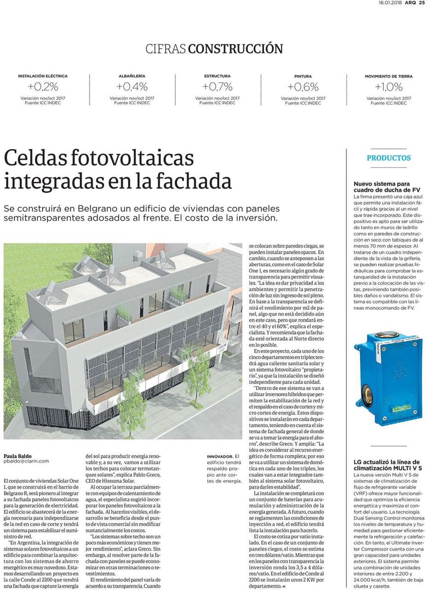 pabloagreco's tweet image. Original emprendimiento con fachada solar, sistema solar termico y fotovoltaico para ahorro estabilizacion de red y respaldo. Felicitaciones SOLAR ONE powered by @HISSUMASOLAR @arq_clarin clarin.com/arq/edificio-v…