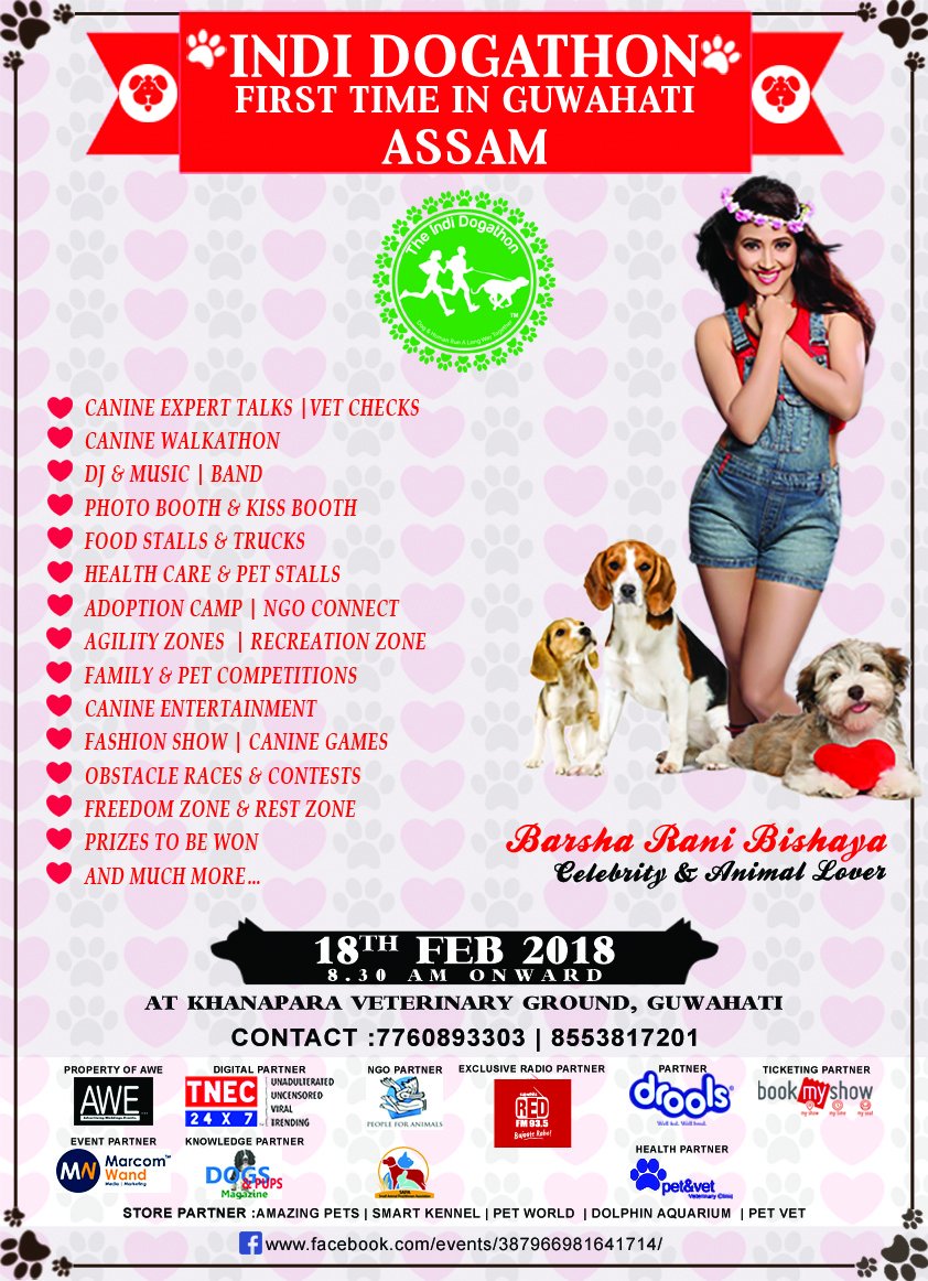 awead_ent's tweet photo. The INDI Dogathon (Previously The Bengaluru Dog-A- Thon) :
Canine and owner s Walk Marathon
18th Feb 2018, 9am onwards
Khanapara Veterinary Ground. Guwahati https://t.co/wMO9tBPb9W https://t.co/E2zdAjPHWm