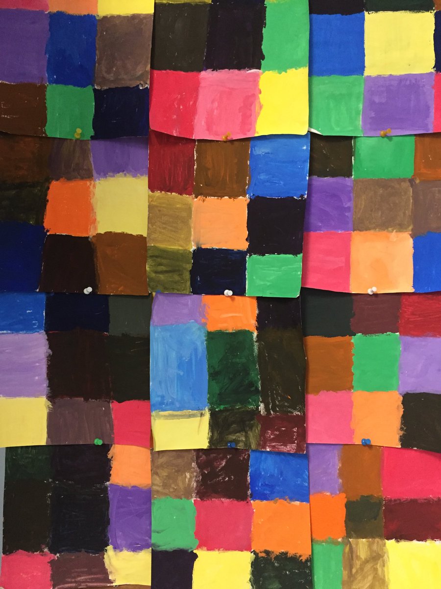 lkowalske's tweet photo. Fifth grade magic squares. Mixing a color with black, white, or it’s compliment. https://t.co/aonJSjZPd1