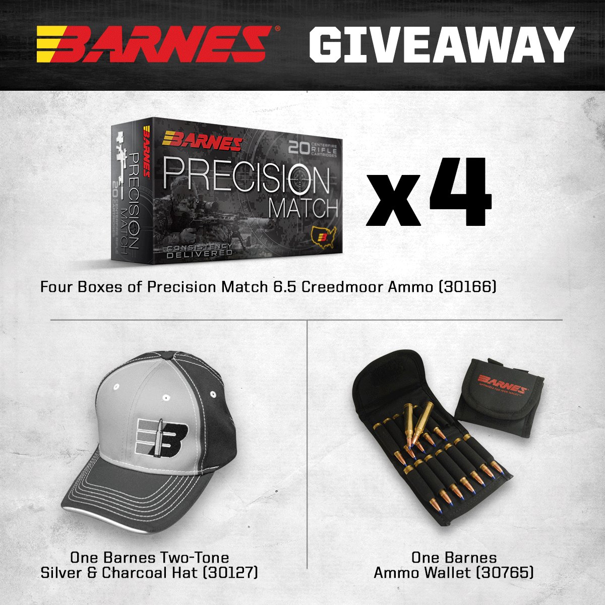 BarnesBullets's tweet image. If you haven't entered for your chance to win some Barnes Precision Match ammo and other swag, follow the link below now. This is the best 6.5 Creedmoor Precision Ammo out there. remington.cvent.com/d/ytq4rk