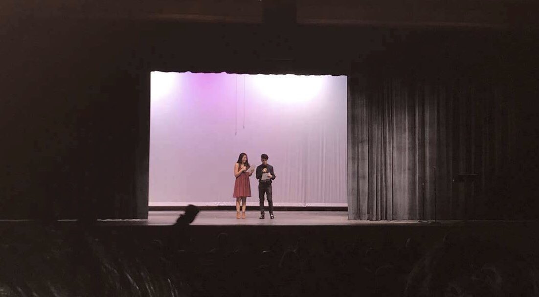 TheRamPageHHS's tweet photo. Juniors Andrew Velez and Isabel Avila host the annual Adelante showcase in the auditorium on Friday, January 12 
-KA https://t.co/upE2aiE9pA