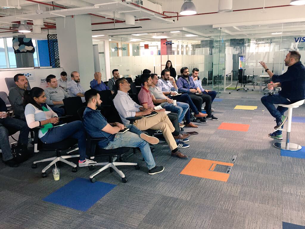SBC_Dubai's tweet photo. Lessons learnt session from fintech legend @nekliolios sharing his valuable expertise w/ our teams!#smartcity #dubai https://t.co/MdSBbwThFB