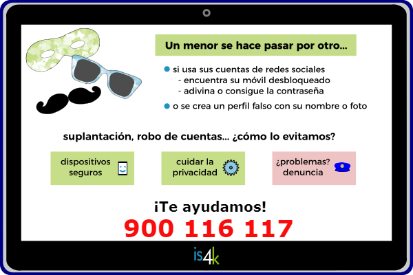 Cuando un menor se hace pasar por otro… Perfiles falsos y robo de cuentas en redes sociales #infografia #blog4kids is4k.es/blog/cuando-lo…