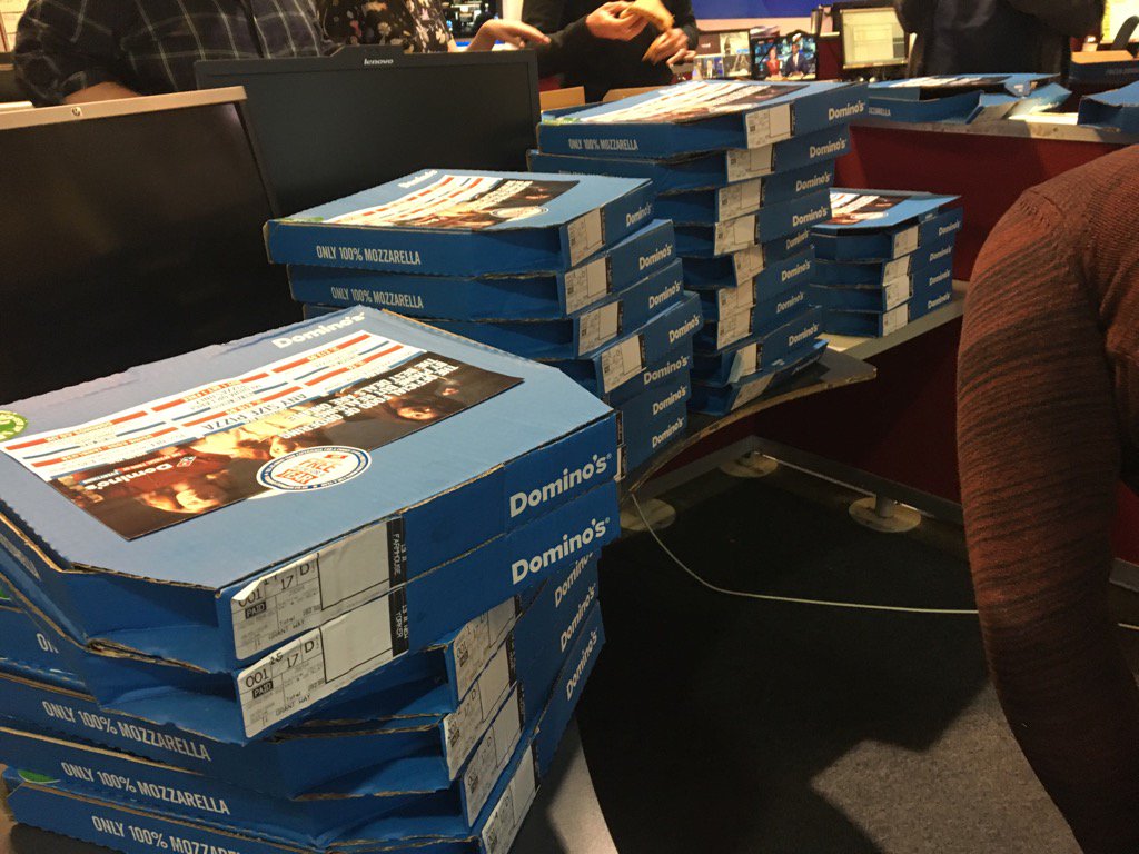 SkyNewsLaura's tweet photo. #teampizza for our last day broadcasting in our old Sky News studio. May have over ordered #skynews #workfeed https://t.co/8B1EmOV4HF