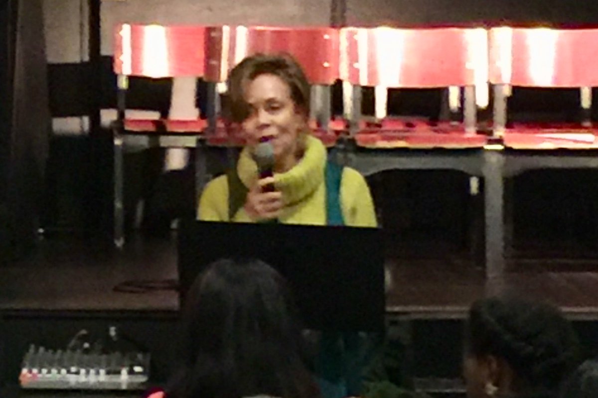 #DC poet & author #CarolynJoyner speaks at #PoetinProgress program honoring the late #DCPoetLaureate #DoloresKendrick this past Sunday evening @busboysandpoets