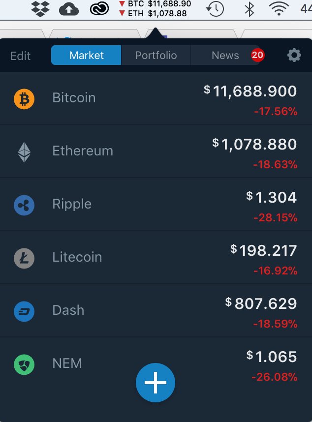 If you want an easy way to keep an eye of #Crytpo prices whilst on your computer I would highly recommend <a href="/MammonAPP/">Ben Mandelbrot</a> It sits there minimized but visible unti you click it and it pops out.