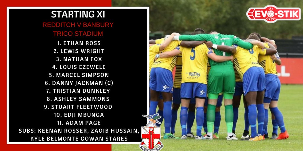 RedditchUtd's tweet photo. Today’s team to play @BanburyUnitedFC in @SouthernLeague1 

Kick off 19:45 #TheRedBirds https://t.co/YW0OhDKv5n