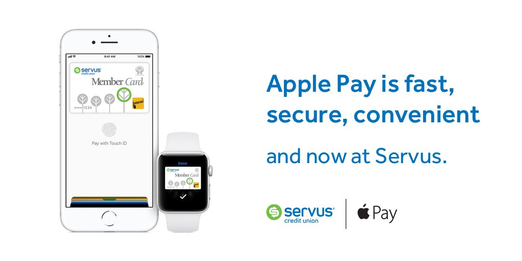 ServusCU's tweet photo. Just tap and go! Servus members can now use Apple Pay wherever tap is accepted. Learn more at https://t.co/K9nw32Mj0a https://t.co/KXjSFg05LW