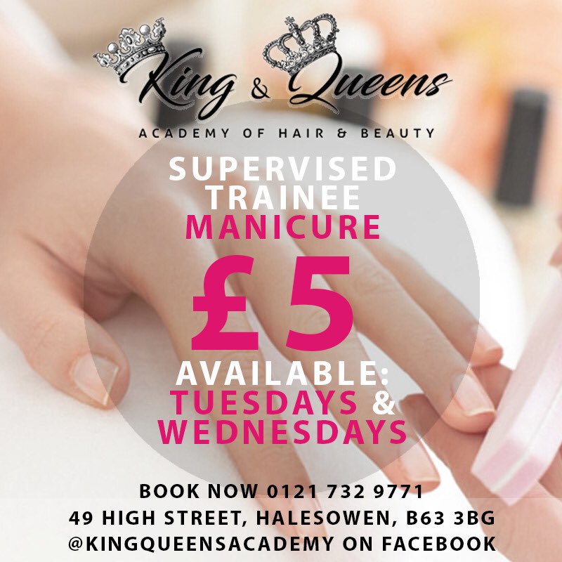 KingQueensAcad's tweet photo. Models required for Trainee Treatments #blowdry #manicure #halesowen https://t.co/NwV21UPMXA