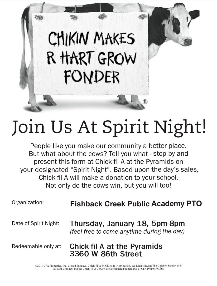 FCPA_PTO's tweet photo. Join Us at Spirit Night! This Thursday, January 18, 5:00-8:00 pm #FCPAPTO #FCPA https://t.co/dGnPd5cGYU