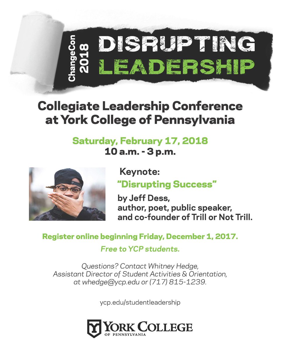 YCPLeaders's tweet photo. Check out our spring 2018 ExCEL Series schedule! Lots of great speakers &amp; events coming up, including our leadership conference #YCPChangeCon. Head to our website for more info: https://t.co/axqUMJQYcu  @CareerYCP @yorkcollegepa @YCPSenate #YCP https://t.co/BcZavvKeaI
