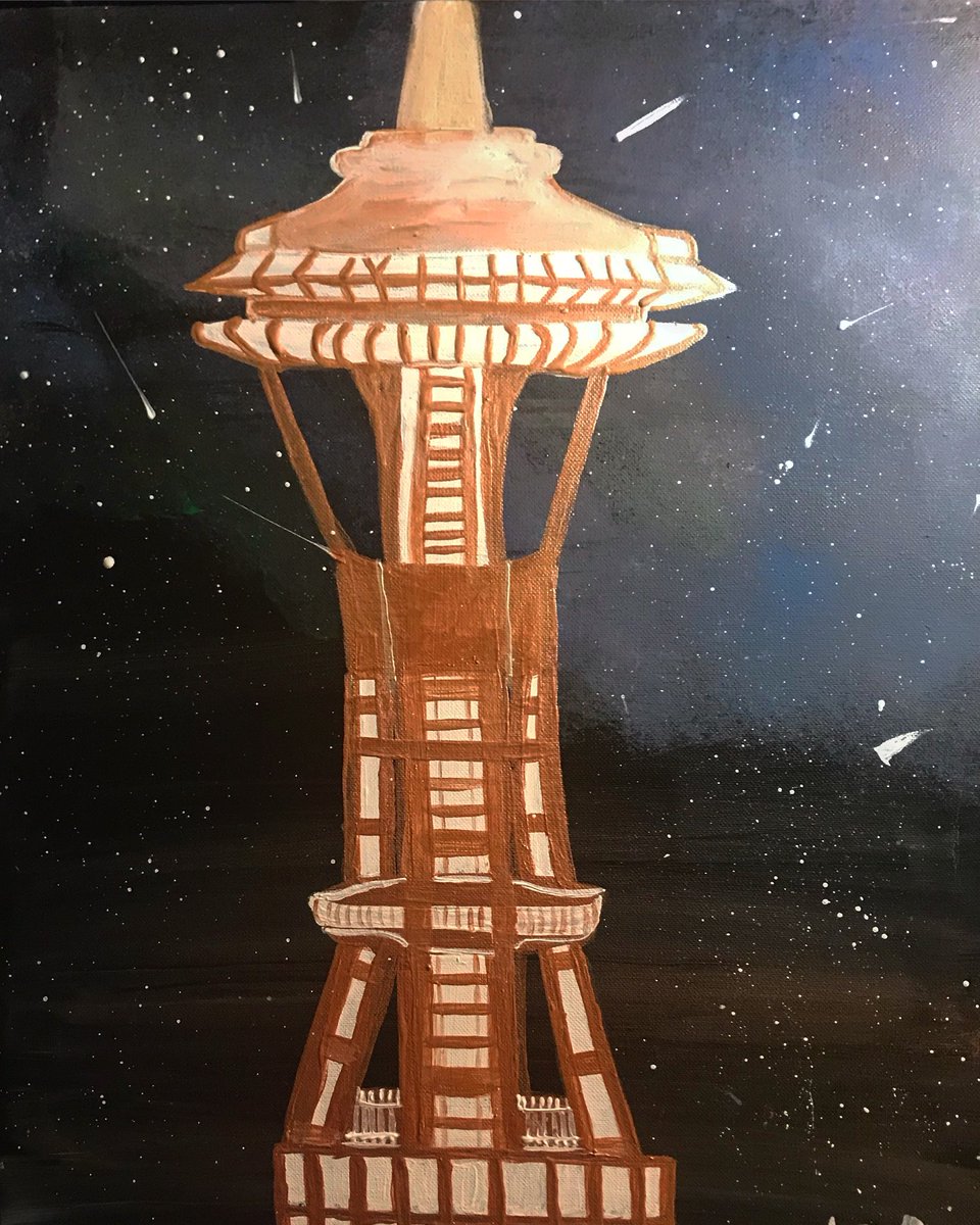 writtenromantic's tweet photo. #ZombieApocalypse #painting #spaceneedle #acrylic @graciestudios413 #instagram https://t.co/sbXvfGO3nE