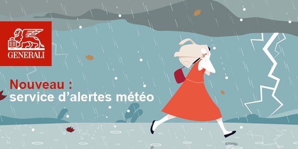 Nouveau service Generali #Prévention #Météo : Generali alerte gratuitement ses clients (garanties dommages aux biens) en cas d'événement climatique à risque (#tempête, #orage, #inondation...) dans leur commune : generali.fr/information%20…