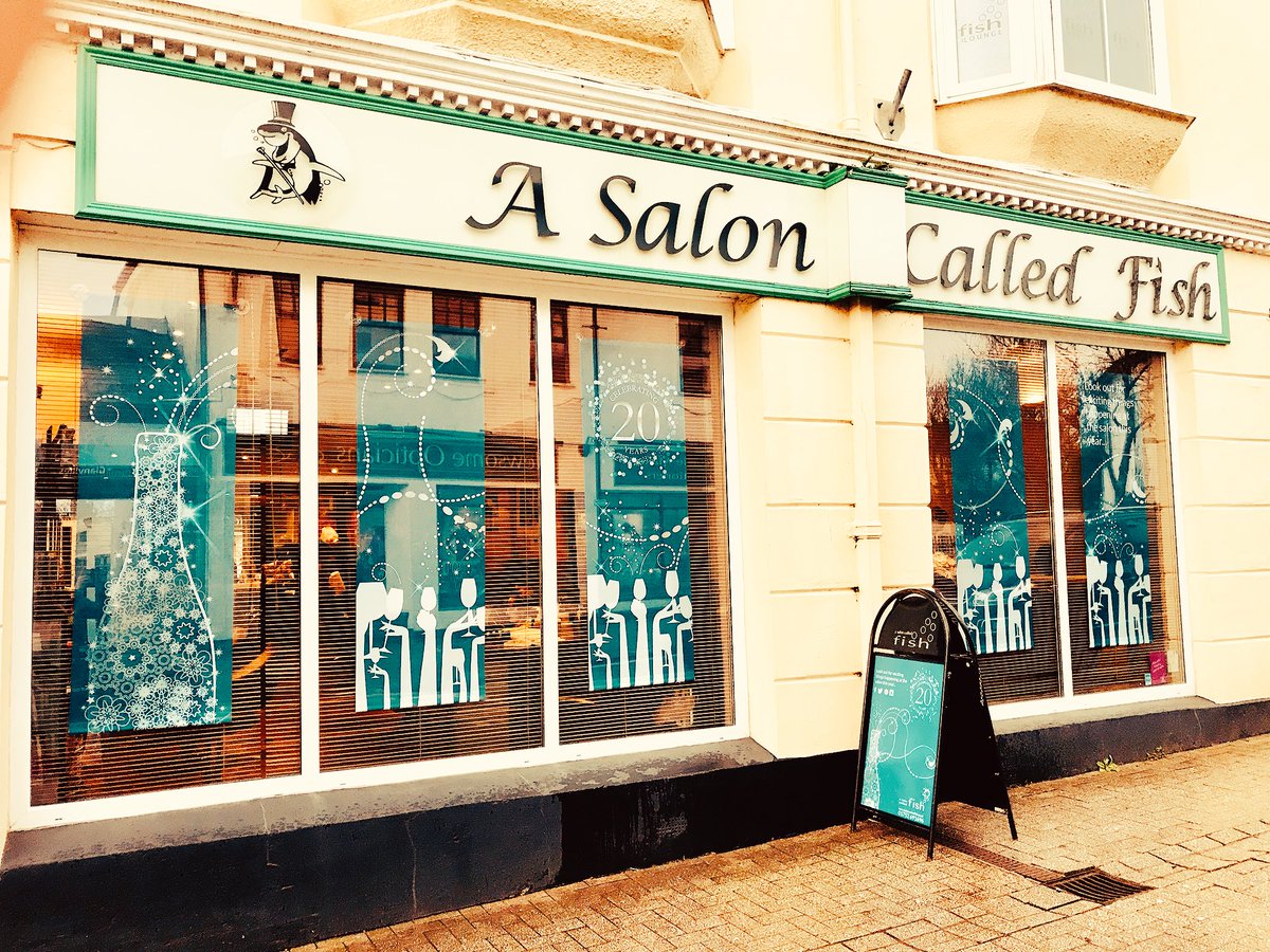 saloncalledfish's tweet photo. A huge thank you to @terrireeves43 @OProwse @LTheisinger @KiooMarketing for our new window banners to celebrate the launch of our 20th year celebration! #20yearsASCF https://t.co/33a54pntct