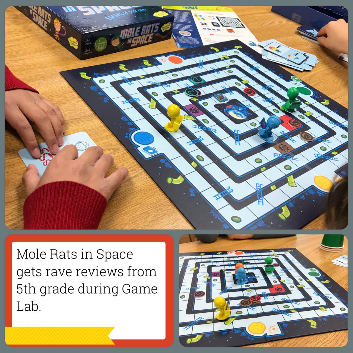 carolynvibbert's tweet photo. Fifth graders meet Mole Rats in Space during our #RoadrunnersES Game Lab. We love this risky game! Teacher Tip: colored cups shown are for groups’ status report to expedite questions. #vaslchat #aaslgame #tlchat https://t.co/d5ZEkPp0iS