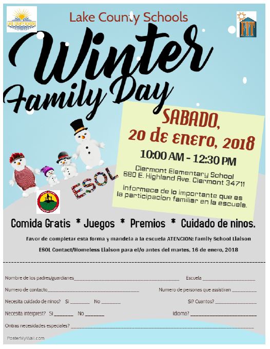 LCS Federal Programs (@federalprogram) on Twitter photo Join us for a wonderful LCS Winter Family Day on Saturday, January 20, 2018 at Clermont Elementary from 10:00am to 12:30pm! <a href="/lakeschools/">Lake County Schools</a> Join us for a wonderful LCS Winter Family Day on Saturday, January 20, 2018 at Clermont Elementary from 10:00am to 12:30pm! <a href="/lakeschools/">Lake County Schools</a>